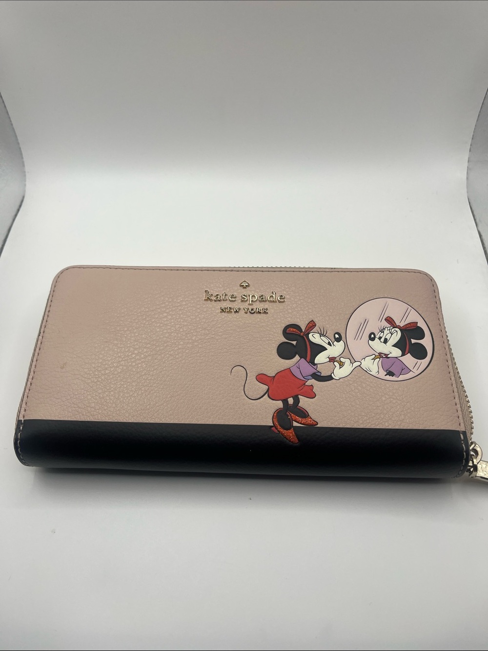 kate spade Pink and Black Minnie Mouse Zip-Around Wallet